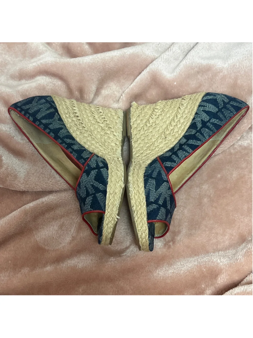 Women's Michael Kors Denim Wedges Size 7.5 Blue and Red